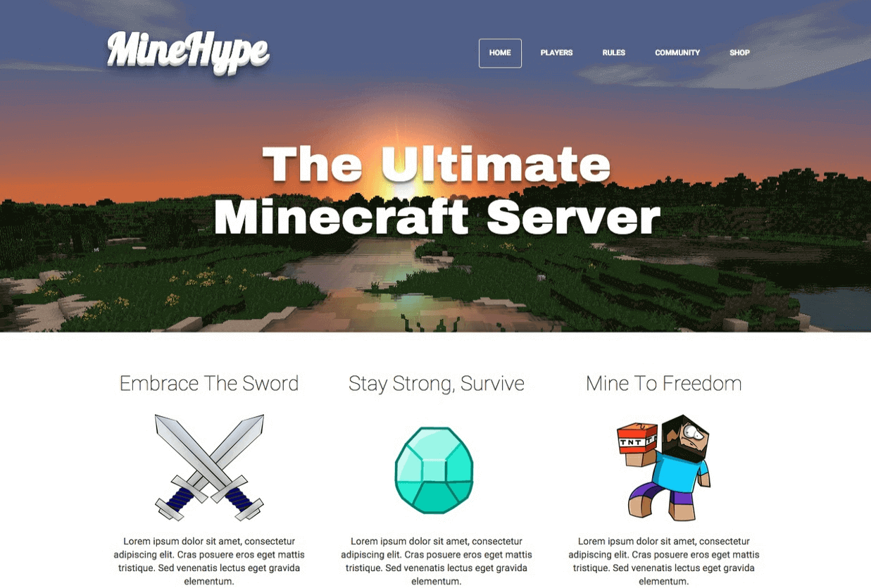 MineHype - Minecraft website